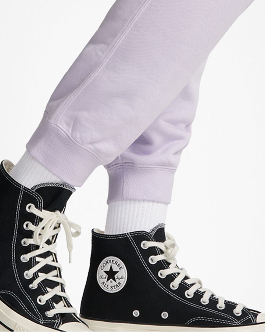 Men's Converse Go-To Embroidered Star Chevron Standard Fit Fleece Sweatpants Purple | AU E49C5V